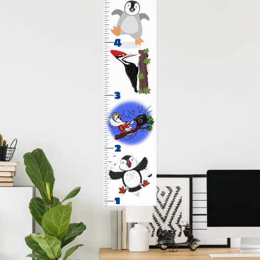 かわいいおもしろい鳥の漫画の成長チャート ポスター (ホームオフィス)