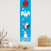 かわいいおもしろい鳥の漫画の成長チャート ポスター (キッチン)
