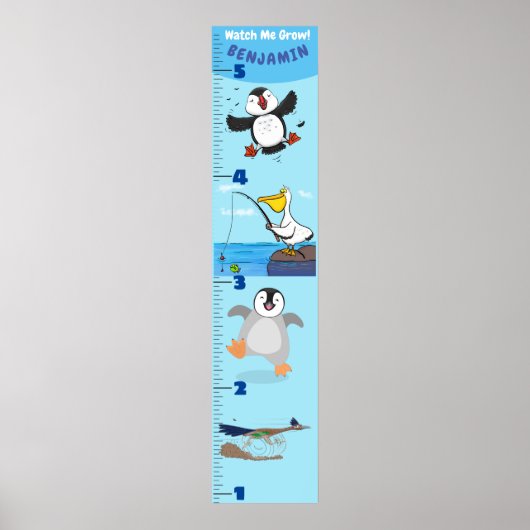 かわいいおもしろい鳥の漫画の成長チャート ポスター (正面)