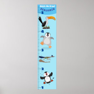 かわいいおもしろい鳥の漫画 ポスター