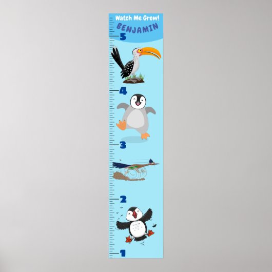 かわいいおもしろい鳥の漫画 ポスター (正面)