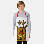 かわいいおもしろい鹿スケッチレッドクリスマスキッズ エプロン (着用した状態)