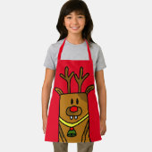 かわいいおもしろい鹿スケッチレッドクリスマスキッズ エプロン (インサイチュ)