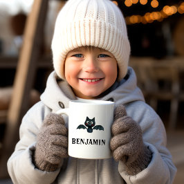 かわいいおもしろい黒こうもり（名前あり） コーヒーマグカップ