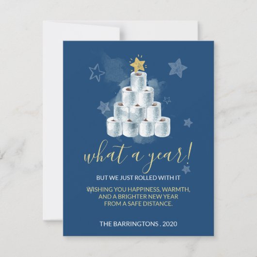 かわいいおもしろい2020年ウォーターカラートイレ紙ツリー シーズンカード (正面)