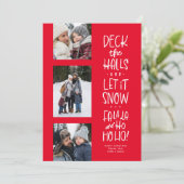 かわいいおもしろい3枚の写真赤い白いクリスマス シーズンカード (スタンド正面)