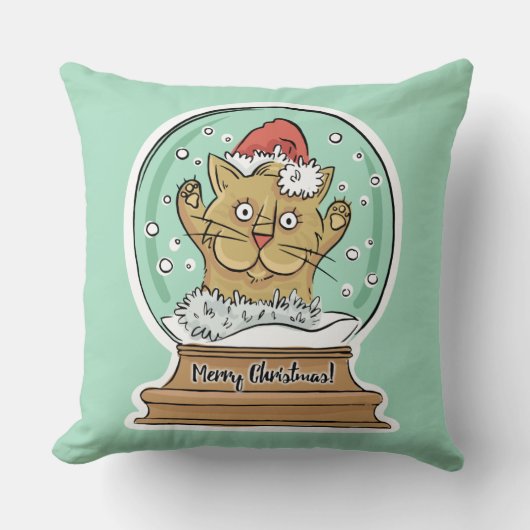 かわいいおもしろクリスマス猫のスローピロー クッション (正面)