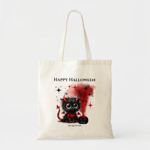 かわいいおもしろ悪魔子猫ハロウィントリックオアトリート トートバッグ