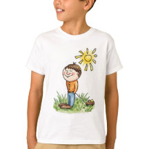 かわいいおもちゃの車を持つ少年 キッズTシャツ