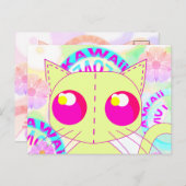 かわいいおもちゃイエローアニメイラストレーション ポストカード (正面/裏面)