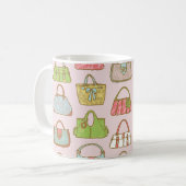 かわいいおよびカラフルのバッグのイラストレーションパターン コーヒーマグカップ (正面左)