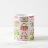 かわいいおよびカラフルのバッグのイラストレーションパターン コーヒーマグカップ (中央)