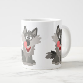 かわいいおバカなキャラクターのオオカミ ジャンボコーヒーマグカップ