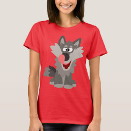 かわいいおバカなキャラクター オオカミ 婦人Tシャツ Tシャツ