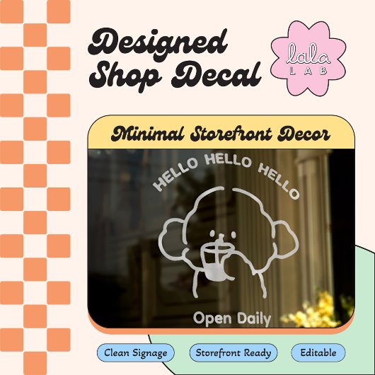 かわいいお出迎え窓用ビニールデカール編集可能 ウィンドウサイン