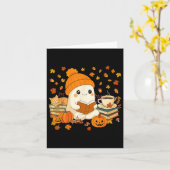 かわいいお化けが本を読むのが好きな人たち 秋のハロウィン カード (黄色い花)