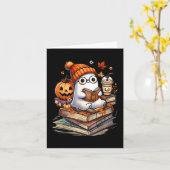 かわいいお化けが本を読む 本好きな人たちの秋のハロウィン カード (黄色い花)