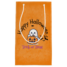 かわいいお化けとカボチャのハロウィンお菓子配り スモールペーパーバッグ