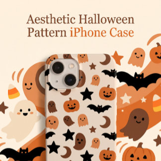 かわいいお化けとカボチャのハロウィンパターン iPhone 15ケース