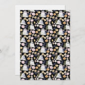 かわいいお化けとカラフルな花のシームレスパターン 招待状 (正面/裏面)