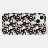 かわいいお化けとカラフルな花のシームレスパターン Case-Mate iPhoneケース (裏面 (横))