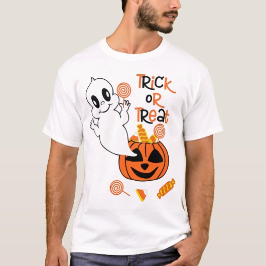 かわいいお化けとハロウィンキャンディ Tシャツ (正面)