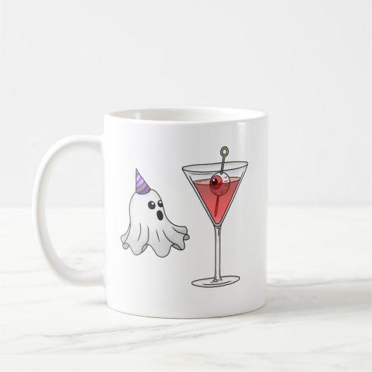 かわいいお化けと怖いカクテル コーヒーマグカップ (左)
