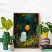 かわいいお化けと風船のハロウィーン ポスター