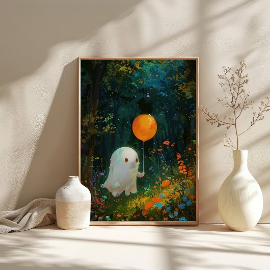 かわいいお化けと風船のハロウィーン ポスター