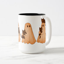 かわいいお化けと黒猫のハロウィンマグカップ
