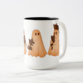 かわいいお化けと黒猫のハロウィンマグカップ ツートーンマグカップ