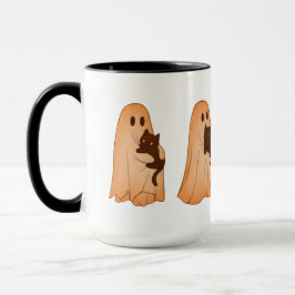 かわいいお化けと黒猫のハロウィンマグカップ マグカップ