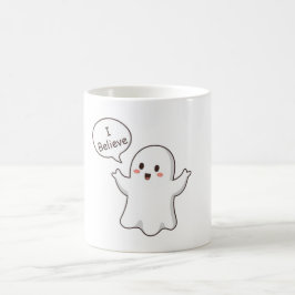 かわいいお化けのイラスト「私は信じてる」デザイン コーヒーマグカップ