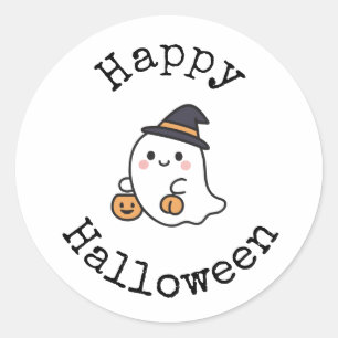 かわいいお化けのハッピーハロウィンステッカー ラウンドシール