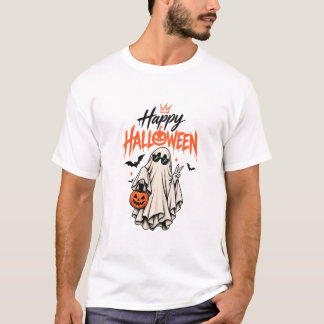 かわいいお化けのハッピーハロウィンパンプキンTシャツ Tシャツ