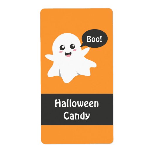 かわいいお化けのハッピーハロウィン ラベル (正面)