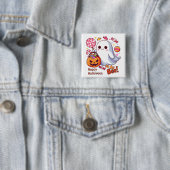 かわいいお化けのハロウィンの幽霊、かぼちゃ、お菓子 缶バッジ (インサイチュ)