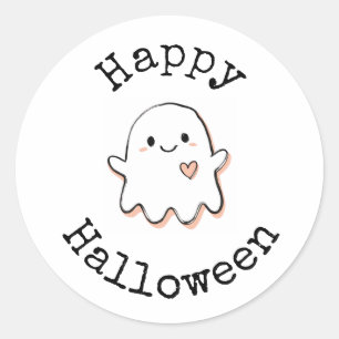 かわいいお化けのハロウィンステッカー ラウンドシール