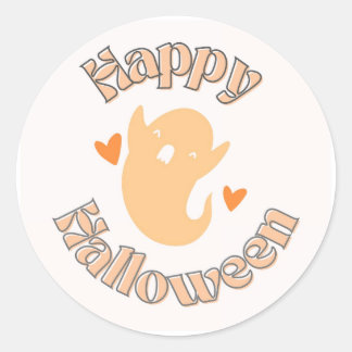 かわいいお化けのハロウィンステッカー ラウンドシール