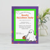 かわいいお化けのハロウィンパーティーテンプレート招待状 招待状 (スタンド正面)
