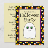 かわいいお化けのハロウィンパーティー招待状 招待状 (正面/裏面)
