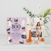 かわいいお化けのハロウィンベビーシャワーの写真 招待状 (スタンド正面)