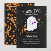 かわいいお化けのハロウィンベビーシャワー招待状 サンキューカード (正面/裏面)