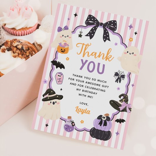 かわいいお化けのハロウィン1歳の誕生日 サンキューカード