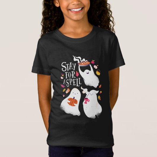 かわいいお化けのハロウィン デザイン Tシャツ (正面)