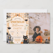 かわいいお化けのハロウィン・パーティーの写真 招待状 (正面)