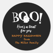 かわいいお化けのハロウィン 白黒デザイン ラウンドシール (正面)