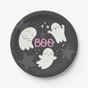 かわいいお化けのハロウィン BOO ペーパープレート