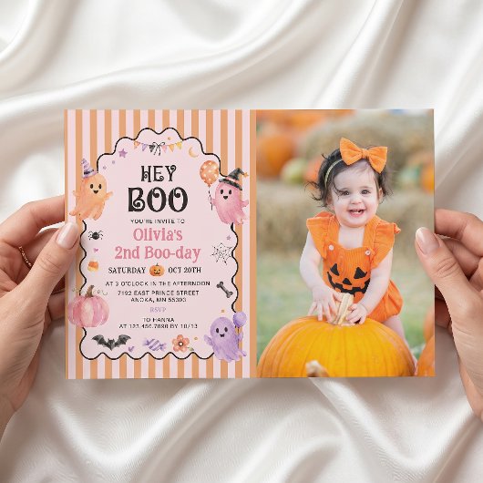 かわいいお化けのハロウィーンお誕生日お招き状 招待状