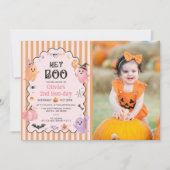 かわいいお化けのハロウィーンお誕生日お招き状 招待状 (正面)